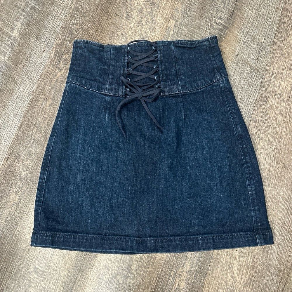 Express denim mini lace up skirt size 2